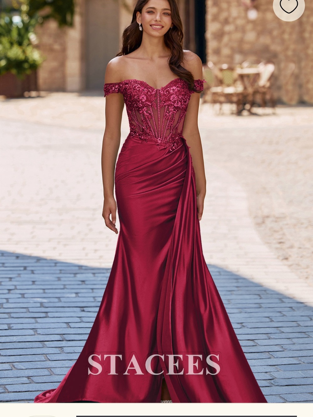 Prom dress Occasion Burgundy Strapless Beaded Evening Gown